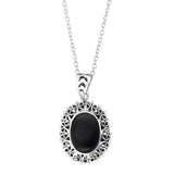 Black Onyx and Labradorite Sterling Silver Pendant