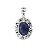 Black Onyx and Labradorite Sterling Silver Pendant