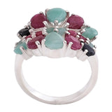 Multicolour Gemstone Sterling Silver Ring