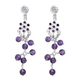 Amethyst Sterling Silver Earrings with Floral Filigree Detail