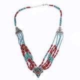 Coral and Turquoise Sterling Silver Necklace