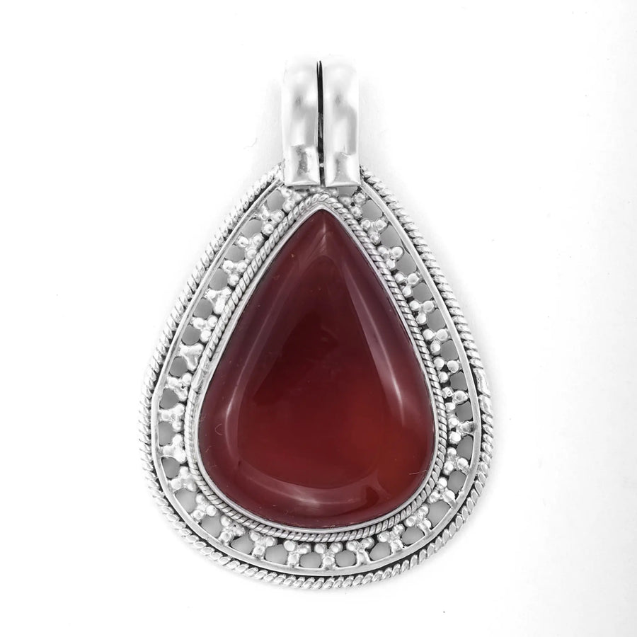 Carnelian, Lapis and Moonstone Sterling Silver Pendant