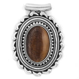 Moonstone Rose Quartz and Tiger Eye Sterling Silver Pendant