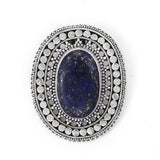 Black Onyx Labradorite and Lapis Lazuli Sterling Silver Pendant
