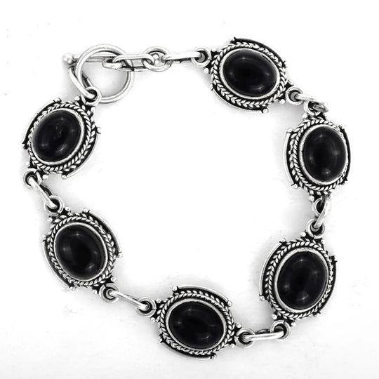 Green Malachite and Labradorite Sterling Silver Bracelet