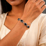 Green Malachite and Labradorite Sterling Silver Bracelet