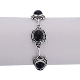 Green Malachite and Labradorite Sterling Silver Bracelet