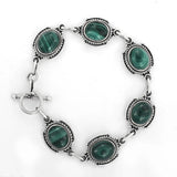 Green Malachite and Labradorite Sterling Silver Bracelet