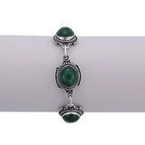 Green Malachite and Labradorite Sterling Silver Bracelet