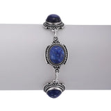 Green Malachite and Labradorite Sterling Silver Bracelet