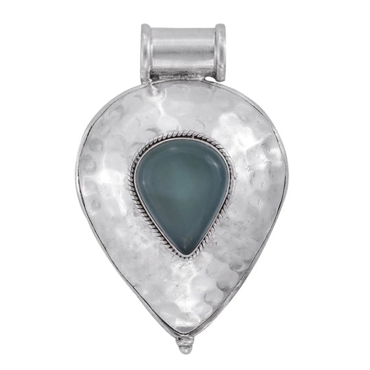 Aquamarine Carnelian and Rose Quartz Sterling Silver Pendant