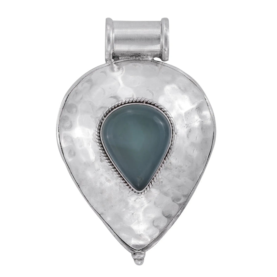 Aquamarine Carnelian and Rose Quartz Sterling Silver Pendant