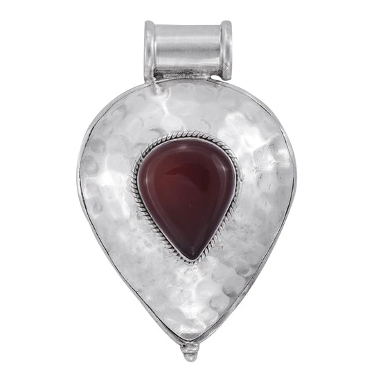 Aquamarine Carnelian and Rose Quartz Sterling Silver Pendant