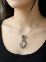 Rutile Quartz and Garnet Sterling Silver Pendant