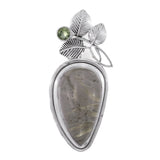 Rutile Quartz and Peridot Sterling Silver Pendant