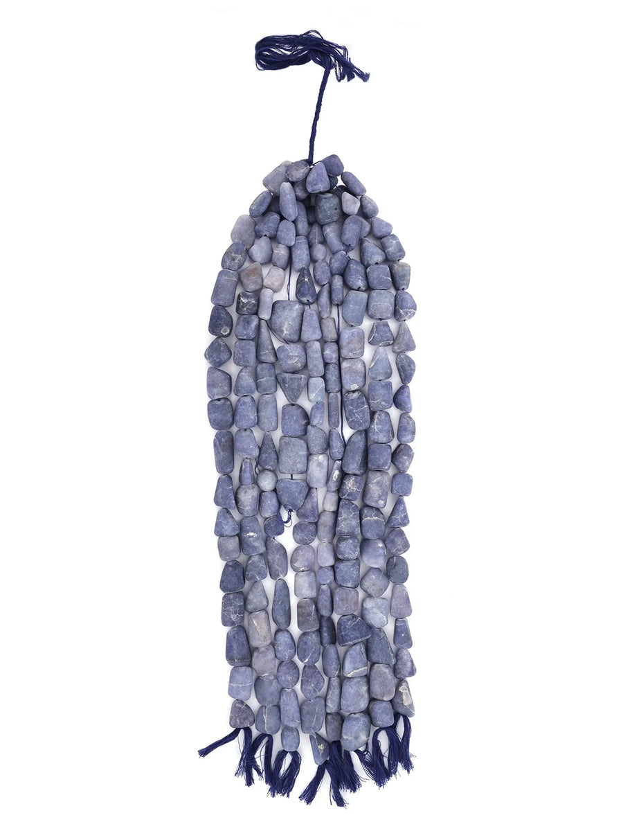 Frosted Lapis Lazuli Nugget Gemstone Bead String