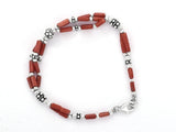 Coral Stone Sterling Silver Bracelet