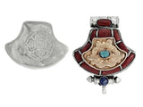 Coral and Turquoise Gau Motif Sterling Silver Pendant