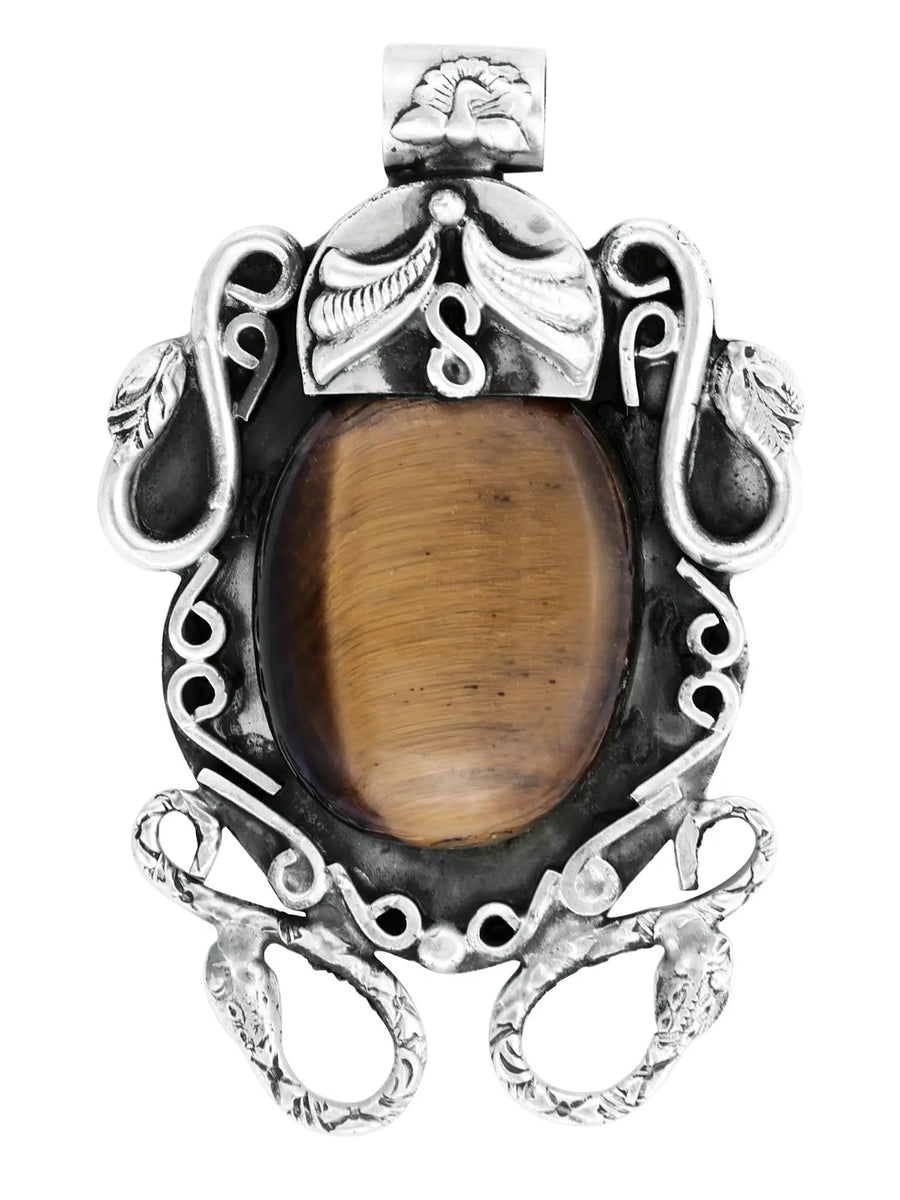 Tiger Eye Stone Sterling Silver Pendant