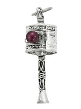 Surangama Mantra Sterling Silver Garnet Pendant