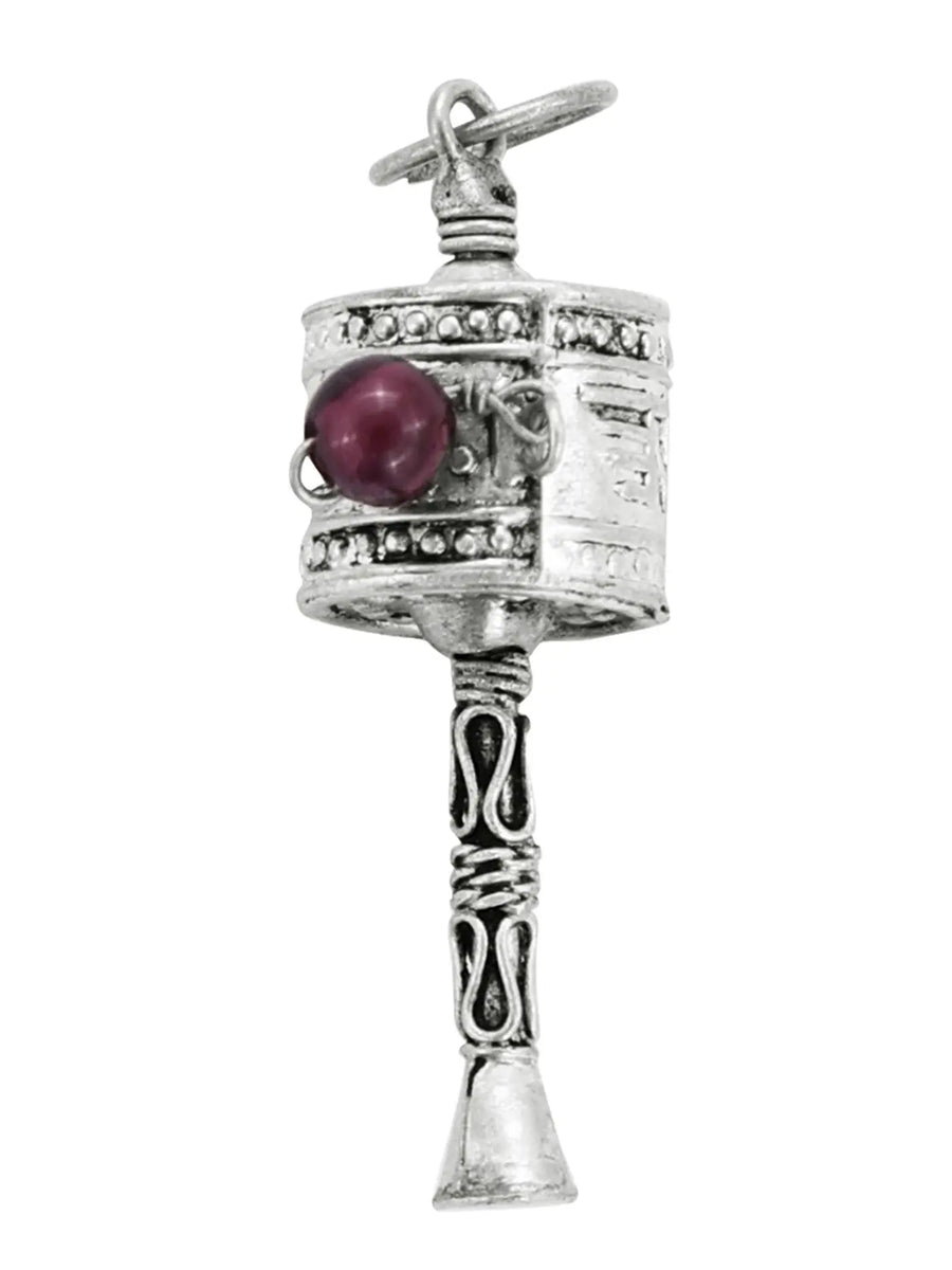 Surangama Mantra Sterling Silver Garnet Pendant