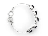 Gemstone Sterling Silver Bracelet in Onyx and Moonstone
