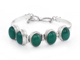 Gemstone Sterling Silver Bracelet in Onyx and Moonstone