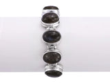 Gemstone Sterling Silver Bracelet in Onyx and Moonstone