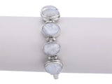 Gemstone Sterling Silver Bracelet in Onyx and Moonstone