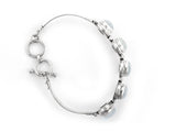 Gemstone Sterling Silver Bracelet in Onyx and Moonstone