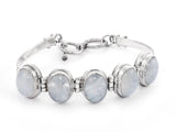 Gemstone Sterling Silver Bracelet in Onyx and Moonstone