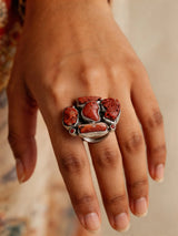 Coral Gemstone Sterling Silver Ring