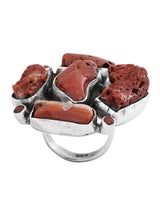 Coral Gemstone Sterling Silver Ring