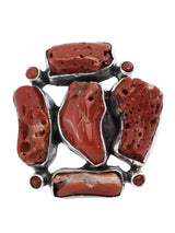 Coral Gemstone Sterling Silver Ring