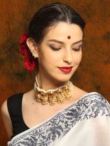 Antique Gold Brass Choker Set with Pearl Drops