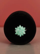 Emerald Floral Sterling Silver Ring