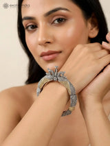 Two-Tone Openable Peacock Bangles in Antique Metal Finish