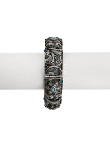 Floral Motif Silver Tone Bangles