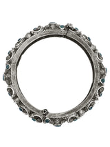Floral Motif Silver Tone Bangles