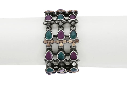 Silver and Gold Tone Dual Finish Metal Bracelet