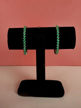 Brass Green Lacquer Designer Bangles Set