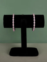 Pink and White Zircon Square Motif Bangles