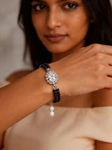 Oval Cubic Zirconia Mangalsutra Bracelet in Silver Tone