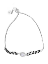 Oval Cubic Zirconia Mangalsutra Bracelet in Silver Tone