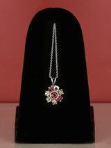 Floral Multi-Gemstone Sterling Silver Pendant