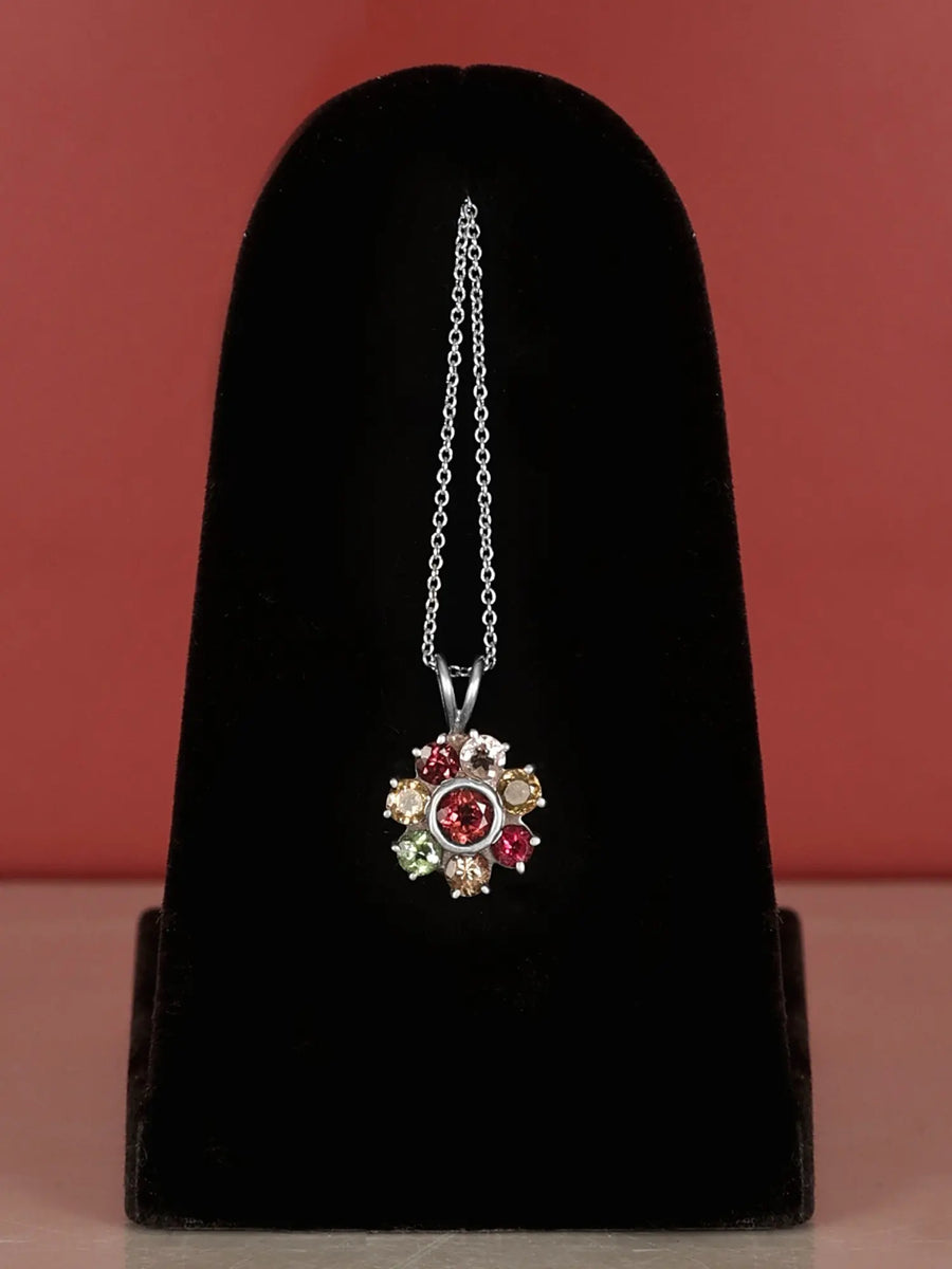 Floral Multi-Gemstone Sterling Silver Pendant