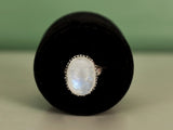 Rainbow Moonstone Oval Sterling Silver Ring