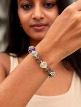 Faceted Gemstone Heart Briolette Sterling Silver Bracelet