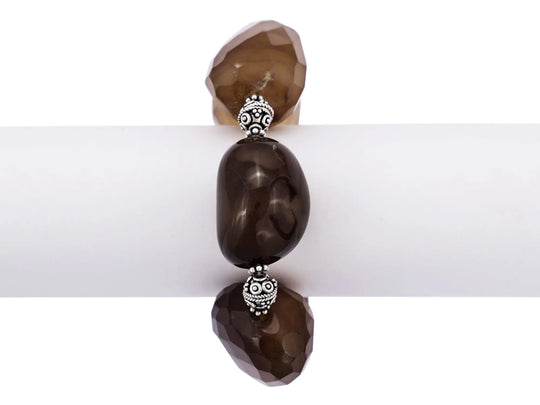 Brown Agate Sterling Silver Bracelet