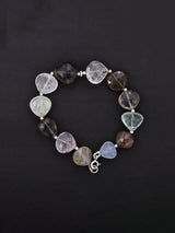 Faceted Gemstone Heart Briolette Sterling Silver Bracelet
